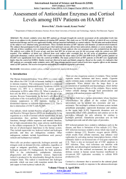 Assessment of Antioxidant Enzymes and Cortisol Levels among HIV