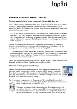 Membrane pumps from Swedish Tapflo AB