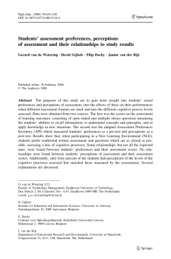 Students` assessment preferences, perceptions of assessment and