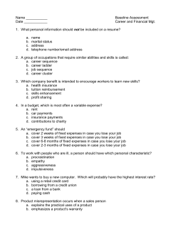 Name ______ Baseline Assessment Date ______ Career and