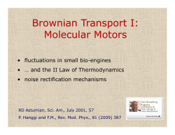 Brownian Transport I: Molecular Motors