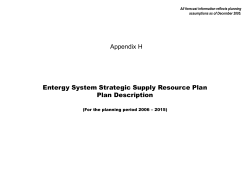Appendix H - Entergy System Strategic Supply Resource Plan