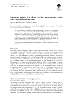 studies using cultural educational games - UWI STA Journals