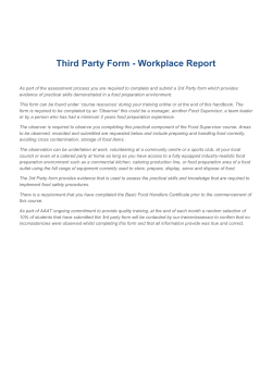 Food Supervisor Observer Form