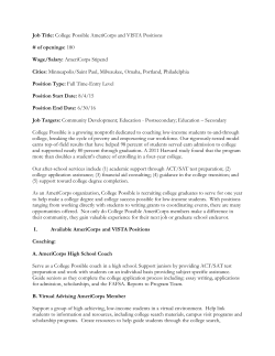 Job Title: College Possible AmeriCorps and VISTA Positions # of