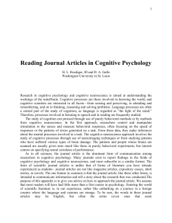 How to read a journal article in cognitive psychology