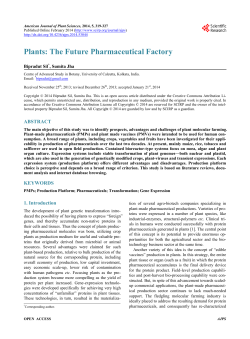 Plants: The Future Pharmaceutical Factory