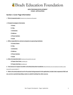 Stage 1 New Program Development Application