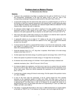 Problem sheet on Modern Physics