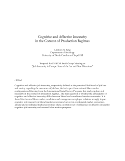 Cognitive and Affective Insecurity in the Context - UNC