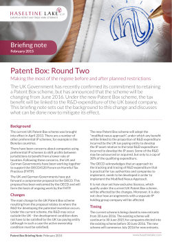 Patent Box: Round Two