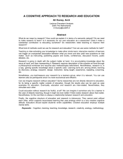 A COGNITIVE APPROACH TO RESEARCH AND EDUCATION