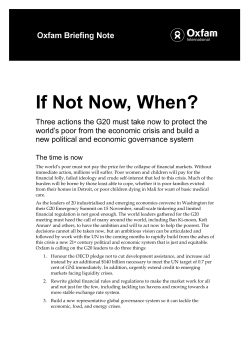 If Not Now, When?: Three actions the G20 must take