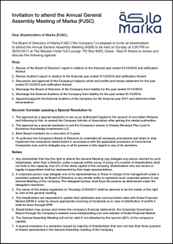 Invitation to attend the Annual General Assembly Meeting of Marka