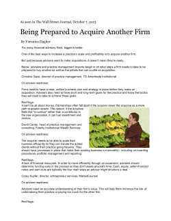 Being Prepared to Acquire Another Firm