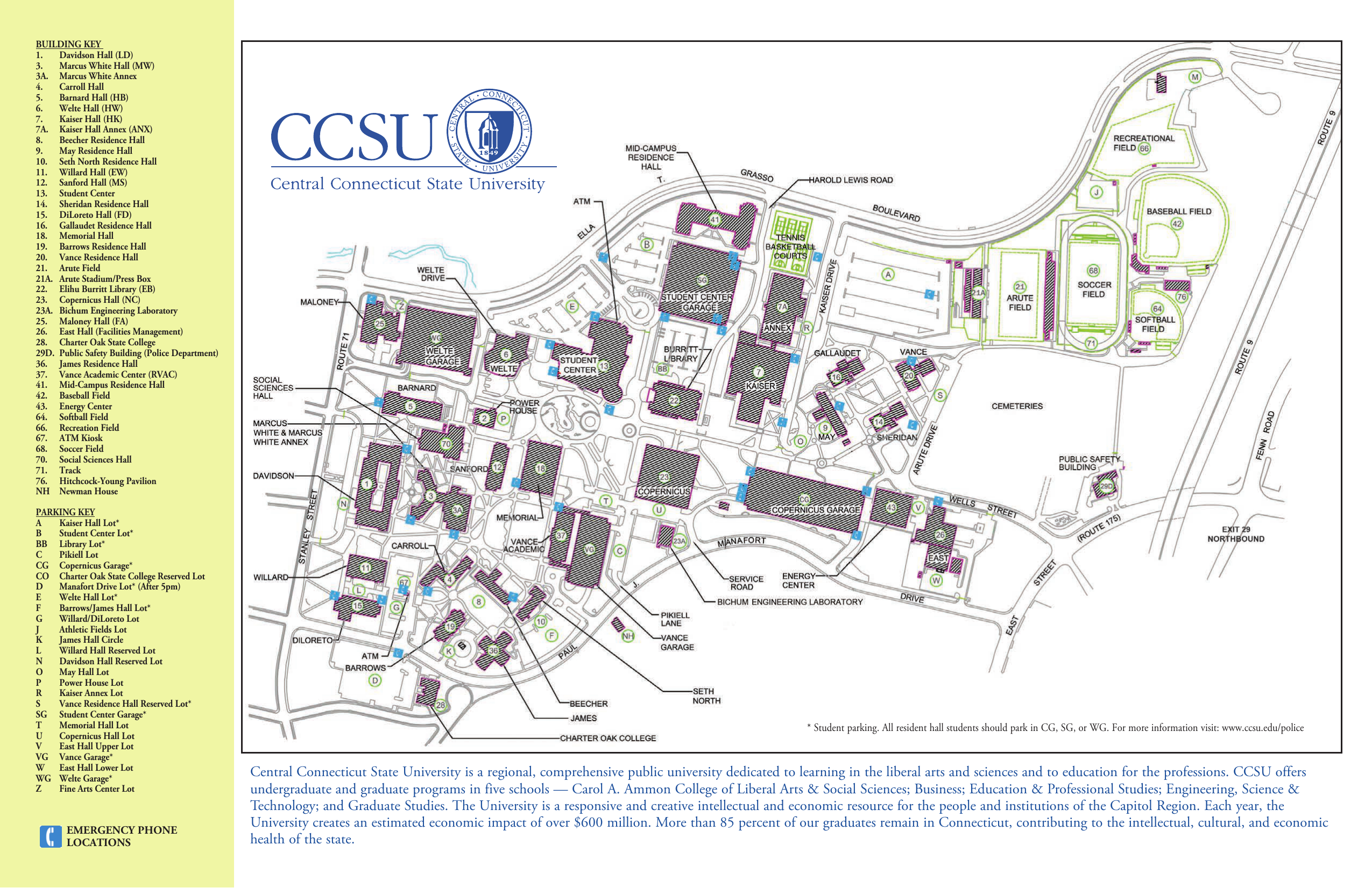 Central State University Campus Map Ccsu - Campus Map - Central Connecticut State University
