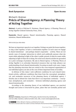 Pr&eacute;cis of Shared Agency: A Planning Theory of Acting Together