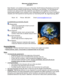 Earth Science Syllabus and Expectations