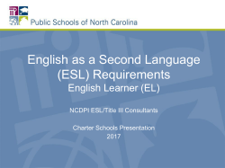 English as a Second Language (ESL) Requirements English