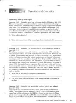 Name _ Class ______ ~ The use of organisms to tasks for