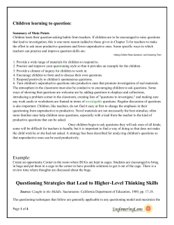Questioning Strategies that Lead to Higher