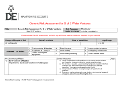 GENERIC RISK ASSESSMENT FOR WALKING VENTURES