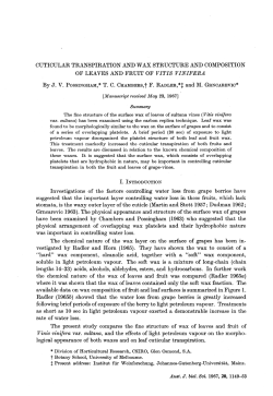 CUTICULAR TRANSPIRATION AND WAX