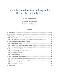 paper on Best interests decision