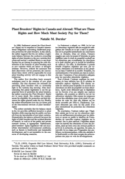 Plant Breeders` Rights in Canada and Abroad