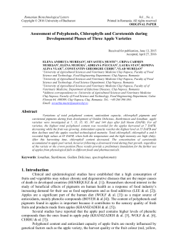 Assessment of Polyphenols, Chlorophylls and Carotenoids during