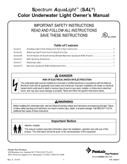 Spectrum AquaLight (SAL&reg;) Color Underwater Light Owner`s Manual