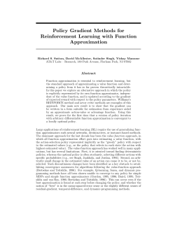 Policy Gradient Methods for Reinforcement