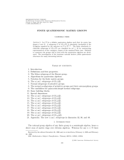 FINITE QUATERNIONIC MATRIX GROUPS Table of contents. 1