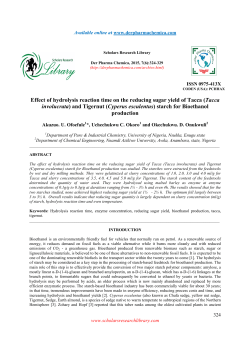 Effect of hydrolysis reaction time on the reducing sugar yield of Tacca