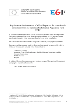 EGF Contents of Final Report