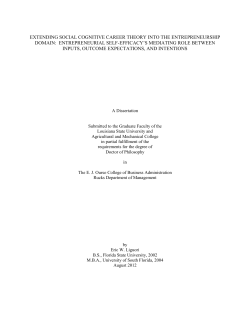 extending social cognitive career theory into the entrepreneurship