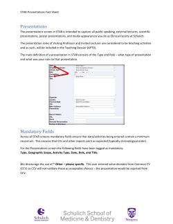 Presentations Mandatory Fields