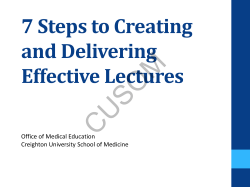 7 Steps to Creating and Delivering Effective Lectures
