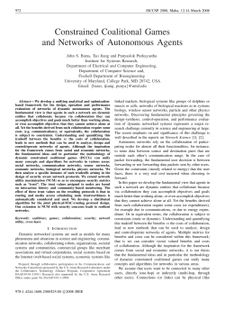 Constrained Coalitional Games and Networks of Autonomous Agents