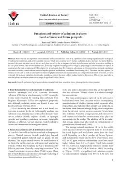 Functions and toxicity of cadmium in plants: recent
