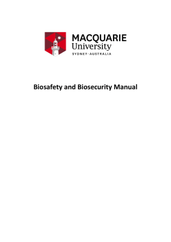 Biosafety and Biosecurity Manual - Research Office