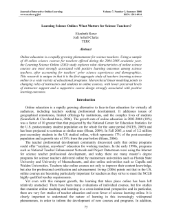 75 Learning Science Online: What Matters for Science Teachers