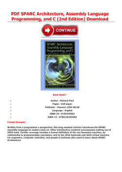 PDF SPARC Architecture, Assembly Language