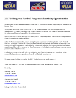 2017 Selinsgrove Football Program Advertising Opportunities