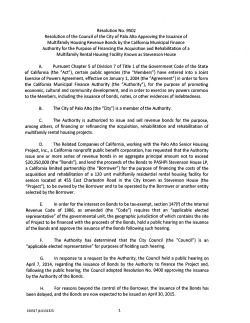 Approving the Issuance of Multifamily Housing Revenue Bonds by the