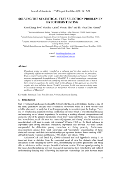 solving the statistical test selection problem in hypothesis testing