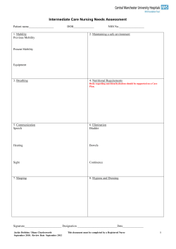 Intermediate Care Nursing Needs Assessment
