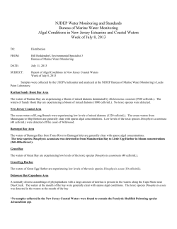 NJDEP Water Monitoring and Standards Bureau of Marine Water
