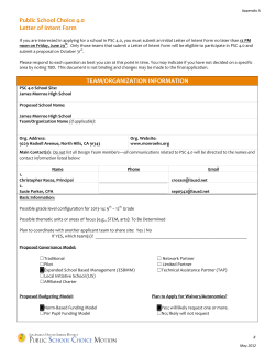Public School Choice 4.0 Letter of Intent Form TEAM