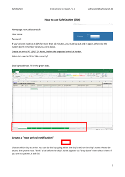 How to use SafeSeaNet (SSN) Create a &rdquo;new arrival